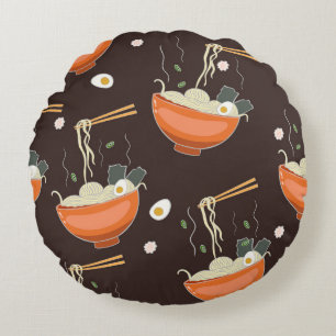 Ramen Noodles: Vintage Grafiken Rundes Kissen