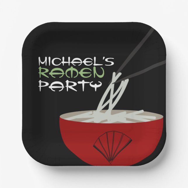 Ramen-Nudel-Asien-Schüssel-Party Pappteller (Vorderseite)