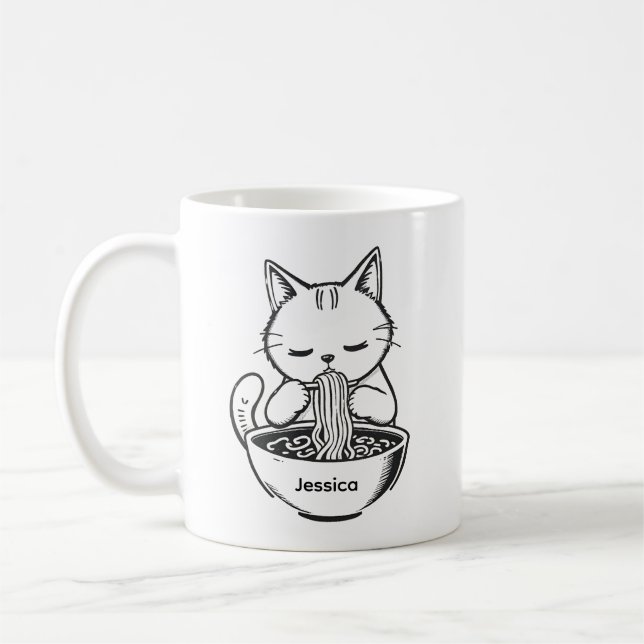 Ramen-Nudeln-Ess-Kaffeetasse - Benutzerdefinierter Kaffeetasse (Links)