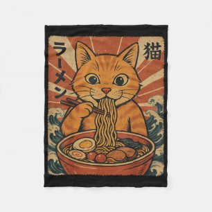 Ramen-Nudeln Orange Katze Japanische Anime Kawaii- Fleecedecke