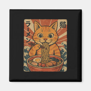Ramen-Nudeln Orange Katze Japanischer Anime Kawaii Magnet