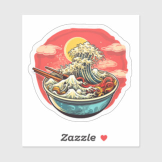 Ramen-Nudeln Wellen in Schüssel Aufkleber