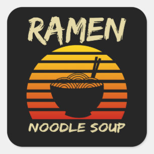 Ramen-Nudelsuppe Kawaii Japanische Nudeln Vintage Quadratischer Aufkleber