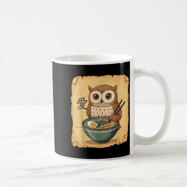 Ramen Owl Noodle Kawaii Lover Japanese Funny Graph Kaffeetasse (Rechts)