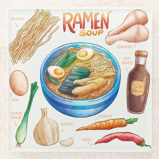 Ramen Recipe Glass Untersetzer (Vorderseite)