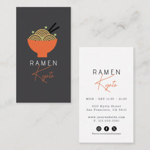 Ramen-Restaurant Graue Visitenkarte für soziale Me
