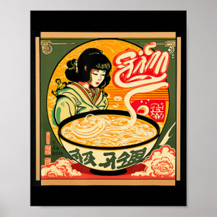 Ramen Retro Sushi Vintag Anime Style Japanisch Poster