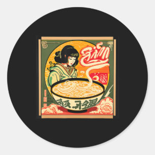 Ramen Retro Sushi Vintage Anime-Stil Japanisch Runder Aufkleber