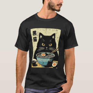 Ramen Schwarze Katze Lustiger Spruch Japanisches E T-Shirt