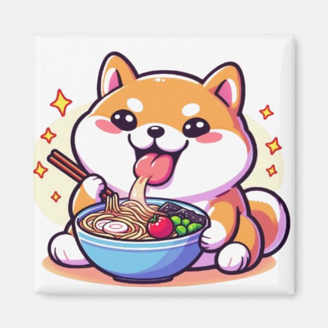 Ramen Shiba Inu Magnet – Cute & Tasty Vibes for Yo (Vorne)