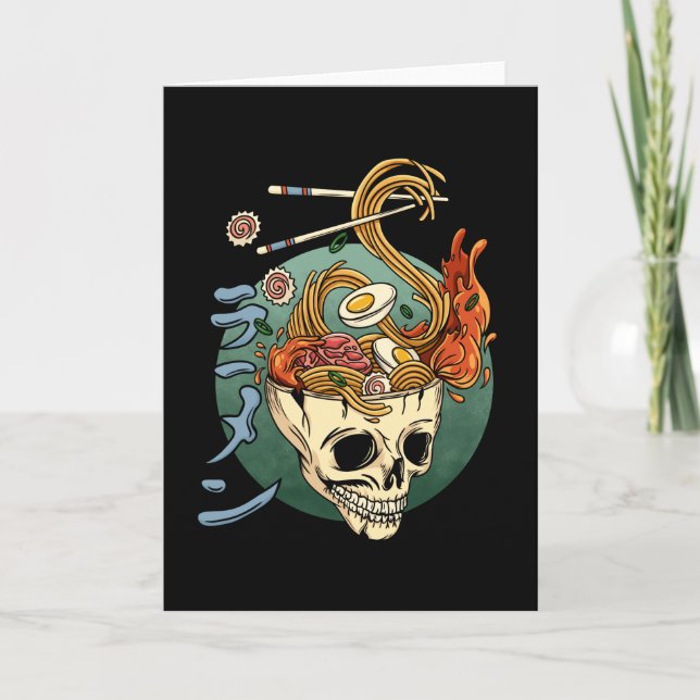 Ramen Skull Japanischer Noodle Skull Anime Great W Karte (Vorderseite)