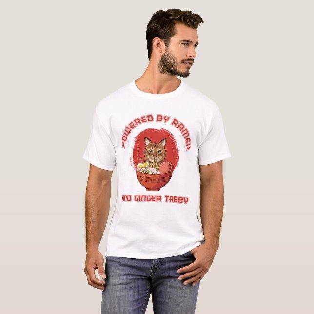 Ramen Sushi Ginger Tabby Cat T-Shirt (Vorne ganz)