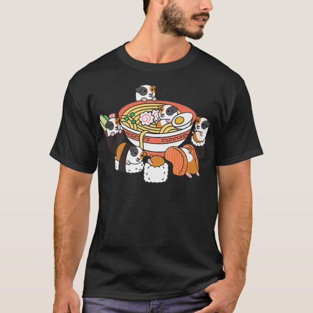 Ramen Sushi Guinea Schweinefleisch Prämie T-Shirt (Vorderseite)