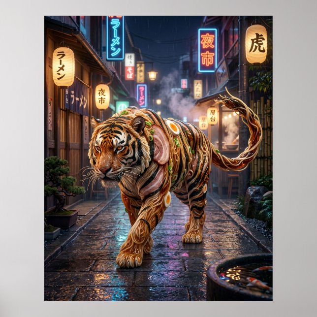 Ramen Tiger Neon-Allee Poster (Vorne)