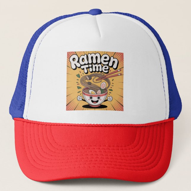 Ramen Time - Niedlicher Cartoon Ramen Bowl Truckerkappe (Vorderseite)