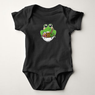 Ramen und niedlicher Frosch japanische Nudeln süc Baby Strampler