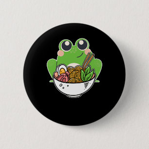 Ramen und niedlicher Frosch japanische Nudeln süch Button