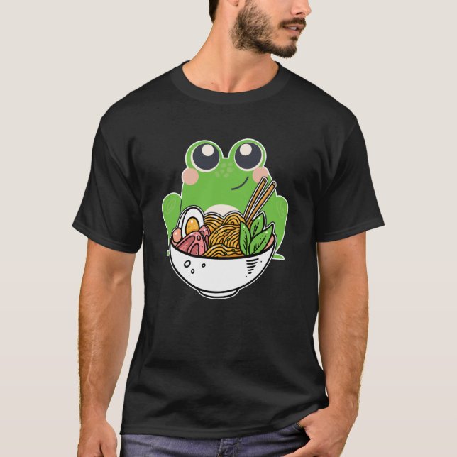 Ramen und niedlicher Frosch japanische Nudeln süch T-Shirt (Vorderseite)