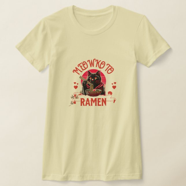 Ramen-Zeit, Miau! – Süße schwarze Katze T-Shirt (Ablage )