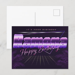 Ramona Name Vorname lila Postkarte Geburtstag