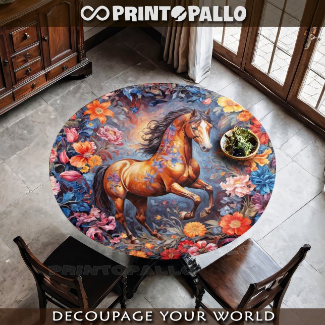 Rampant-brauner Colt bei Blume Seidenpapier (Von Creator hochgeladen)