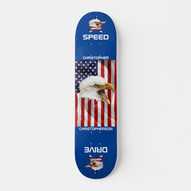 Rampant Eagle, The American Flag, Patriotic Skateboard (Vorne)