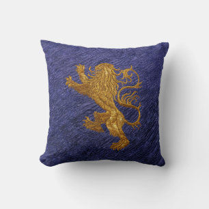 Rampant Lion - Gold auf blau Kissen