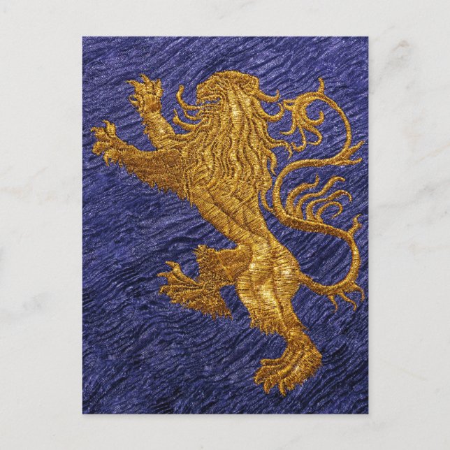 Rampant Lion - Gold auf blau Postkarte (Vorderseite)