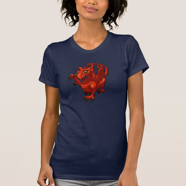 Rampant Little Welsh Baby Red Dragon Cartoon T-Shirt (Vorderseite)