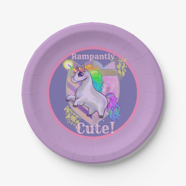 Rampant Niedlich Unicorn Pappteller (Vorderseite)
