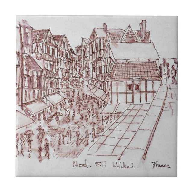 Ramparts, Mont Saint-Michel| Normandie, Frankreich Fliese (Vorderseite)