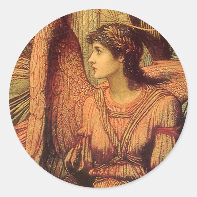 Ramparts of God's House, Angel von John Strudwick Runder Aufkleber (Vorderseite)