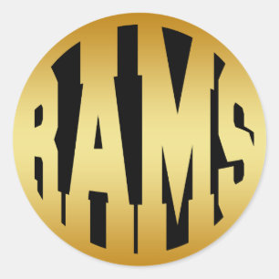 RAMS - GOLD-TEXT RUNDER AUFKLEBER