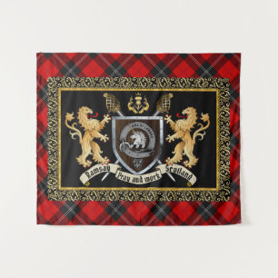 Ramsay Clan Abzeichen & Motto w/Lions  Wandteppich