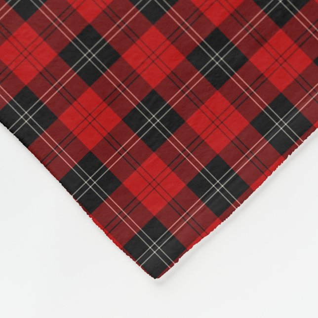 Ramsay Clan Black und Red Tartan Fleecedecke (Ecke)