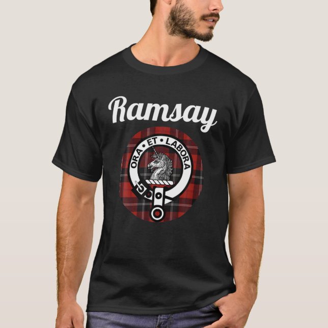 Ramsay Clan Scottish Name Coat of Arms Tartan T-Shirt (Vorderseite)