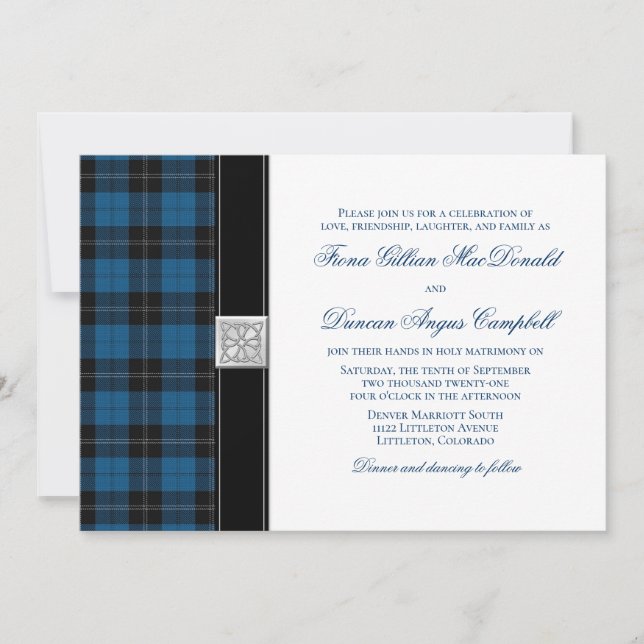 Ramsay Hunting Tartan Celtic Wedding Einladung (Vorderseite)