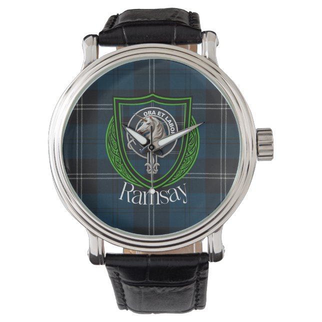 Ramsay Scottish Clan Tartan & Crest Armbanduhr (Vorderseite)