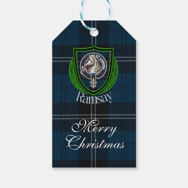 Ramsay Scottish Clan Tartan & Crest Geschenkanhänger (Vorderseite)