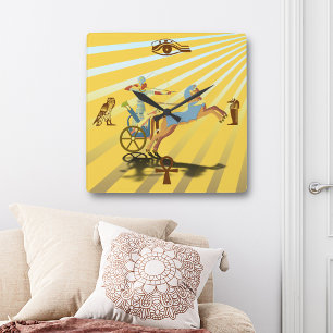 Ramses auf seinem Streitwagen Quadratische Wanduhr