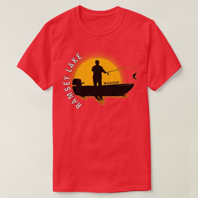 Ramsey Lake Fishing Michigan Sunrise T-Shirt (Design vorne)