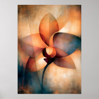 Ran Orchidee Kubistische Blumenabstraktion Poster
