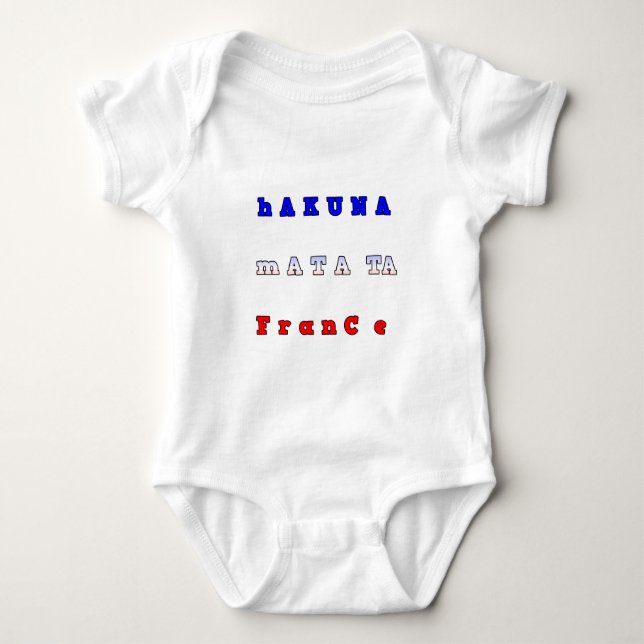 RANCE HAKUNA MATATA BLAUE WHITE RED UNITY FARBEN BABY STRAMPLER (Vorderseite)