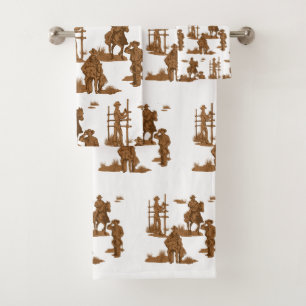 Ranch Cowboys Horse Calf Fence Badetuch Set