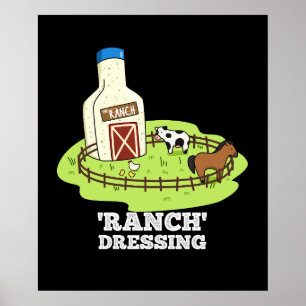 Ranch Dressing Funny Food Puff Dark BG Poster