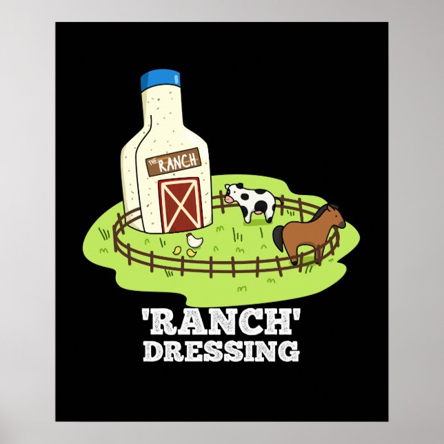 Ranch Dressing Funny Food Puff Dark BG Poster (Vorne)