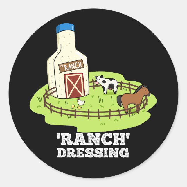 Ranch Dressing Funny Food Puff Dark BG Runder Aufkleber (Vorderseite)