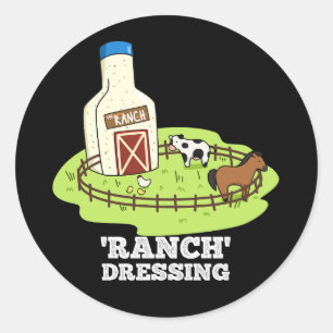Ranch Dressing Funny Food Puff Dark BG Runder Aufkleber