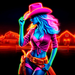 Ranch Frau neon Bauerncowgirl niedlich rustikal Poster