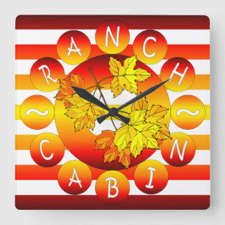 Ranch-Kabine ~ Herbstgänge ~ Land-Log-Kabine ~ Quadratische Wanduhr